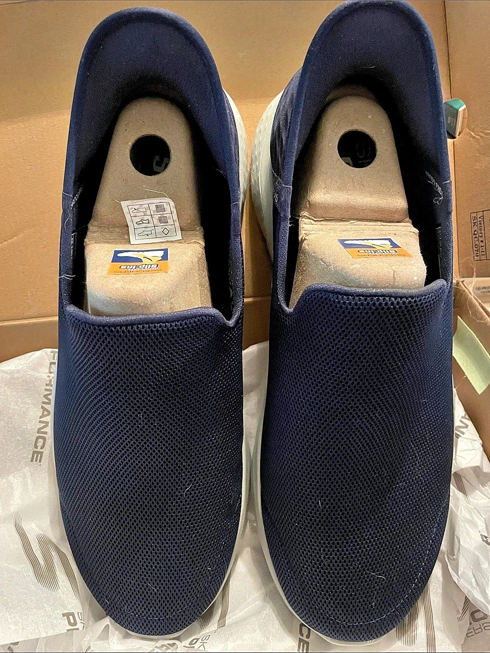 Skechers GO WALK Flex - No Hands Slip-On Sneakers Blue & White US 11